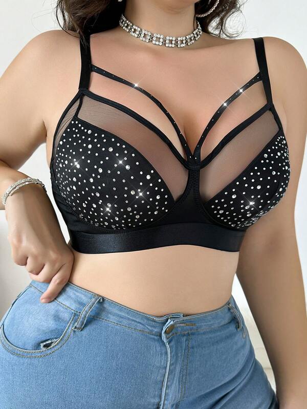 MidnightGlam Rhinestone Wireless Lingerie Plus